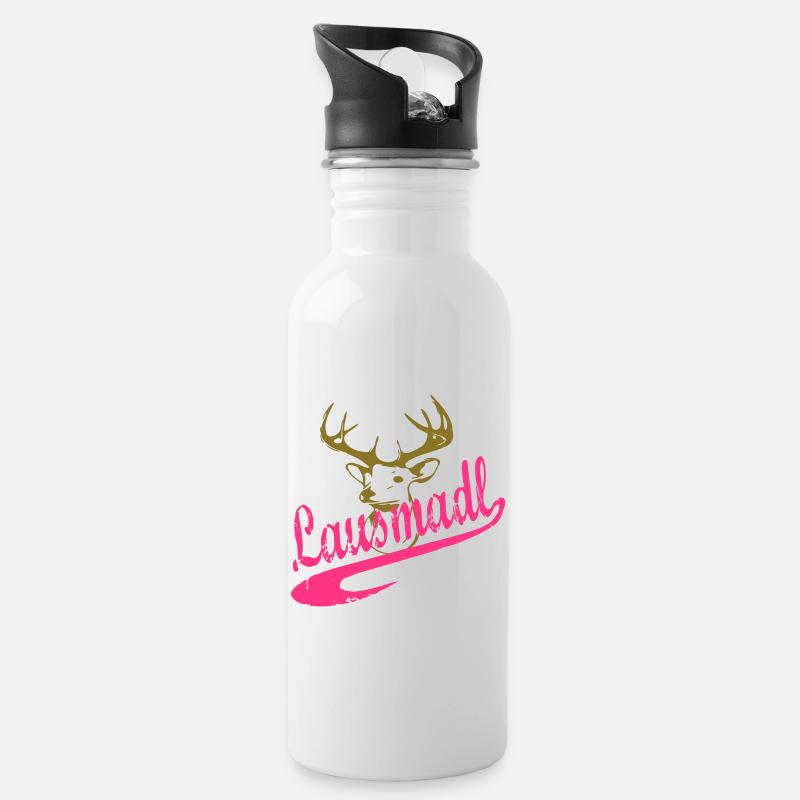 lausmadl - Trinkflasche mit integriertem Trinkhalm - Weiß