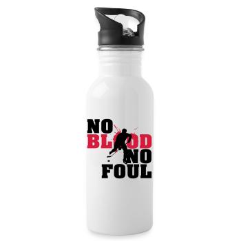 Eishockey: No blood no foul - Trinkflasche mit integriertem Trinkhalm - Weiß - Rechts