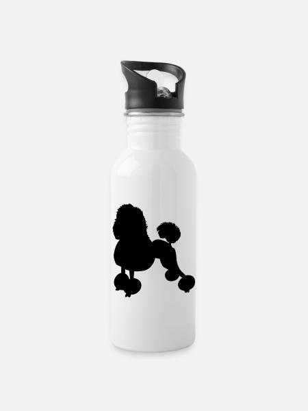 caniche - Gourde avec paille intégrée - blanc