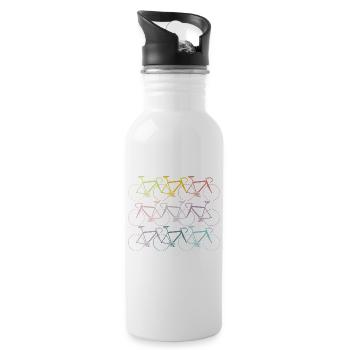 Vélos dans l'idée de cadeau pastel de couleurs arc-en-ciel - Gourde avec paille intégrée - blanc - Droite