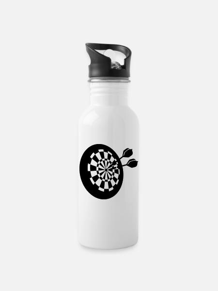 darts - Trinkflasche mit integriertem Trinkhalm - Weiß