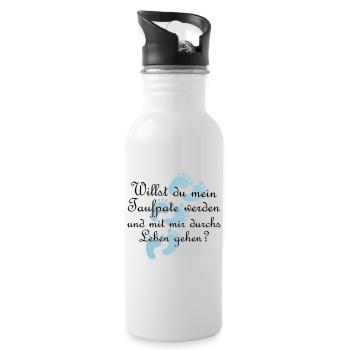 Taufpate Pate Gedi Farbe frei wählbar Geschenk - Trinkflasche mit integriertem Trinkhalm - Weiß - Rechts