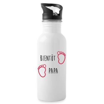 Bientôt Papa / Bébé / Naissance / Enceinte / Baby - Gourde avec paille intégrée - blanc - Droite
