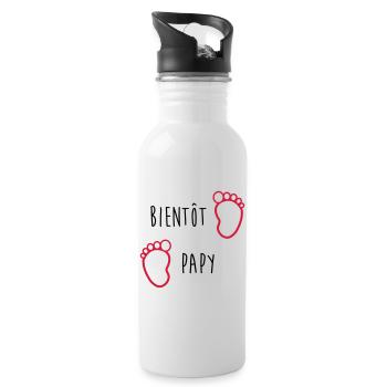 Bientôt Papy / Grand Pere / Naissance / Bébé - Gourde avec paille intégrée - blanc - Droite