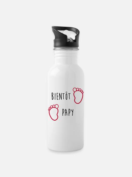 Bientôt Papy / Grand Pere / Naissance / Bébé - Gourde avec paille intégrée - blanc