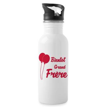 Bientôt Grand Frère - Bébé - Naissance - Frere - Gourde avec paille intégrée - blanc - Droite
