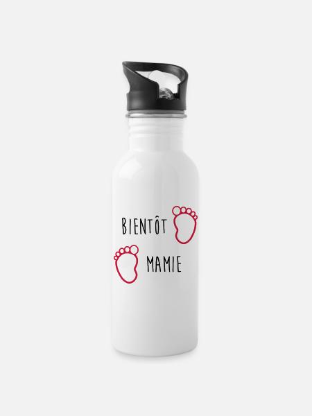 Bientôt Mamie - Mamy - Naissance - Bébé - Enfant - Gourde avec paille intégrée - blanc