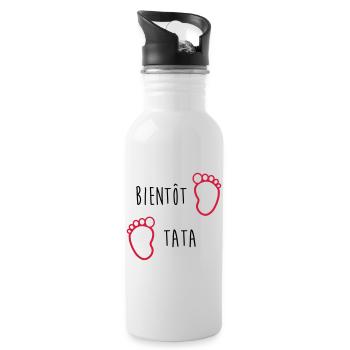 Tante / Tata / Marraine / Oncle / Nourrice / Bébé - Gourde avec paille intégrée - blanc - Droite