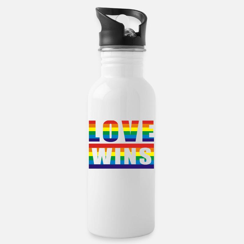 LOVE WINS - Gourde avec paille intégrée - blanc