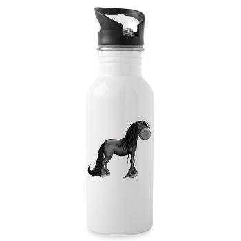 Es ist Friesenpferd Zeit - Trinkflasche mit integriertem Trinkhalm - Weiß - Rechts