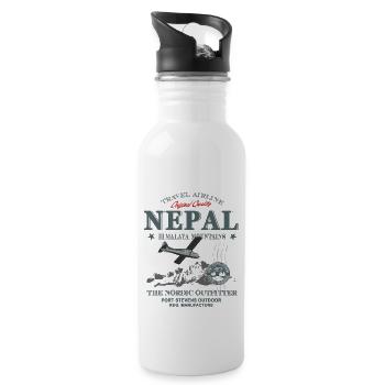 Nepal - Trinkflasche mit integriertem Trinkhalm - Weiß - Rechts