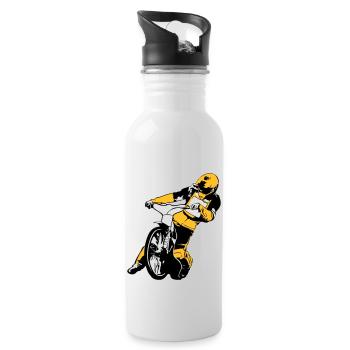 Speedway Racing - Trinkflasche mit integriertem Trinkhalm - Weiß - Rechts