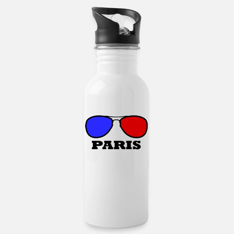Paris - Trinkflasche mit integriertem Trinkhalm - Weiß