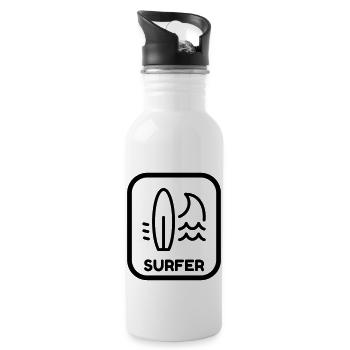 Surfen / Surfer / Surf / Surfing / Strand - Trinkflasche mit integriertem Trinkhalm - Weiß - Rechts