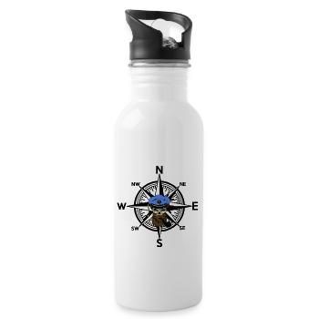 Maritim Ahoi Kapitän Seefahrt - Trinkflasche mit integriertem Trinkhalm - Weiß - Rechts
