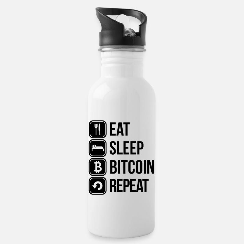 bitcoin - Trinkflasche mit integriertem Trinkhalm - Weiß