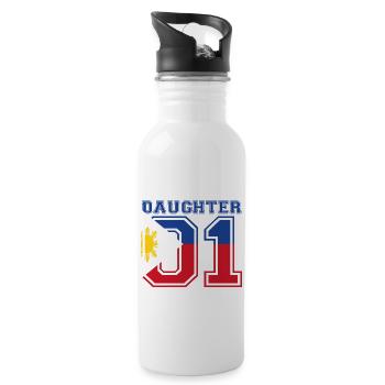 Daughter Tochter queen 01 Philippinen - Trinkflasche mit integriertem Trinkhalm - Weiß - Rechts