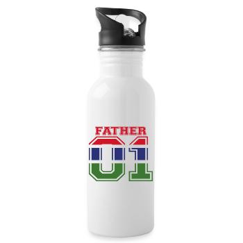 Father vater papa 01 queen Gambia - Trinkflasche mit integriertem Trinkhalm - Weiß - Rechts