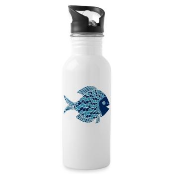Poisson Bleu - Gourde avec paille intégrée - blanc - Droite