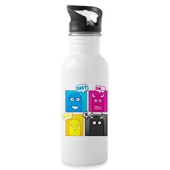 Little Monsters (Pop Art) 02 - Water bottle with straw - white - Right
