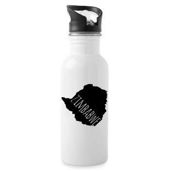 Zimbabwe - Trinkflasche mit integriertem Trinkhalm - Weiß - Rechts