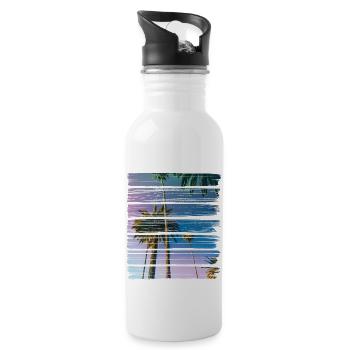 Palmen - Trinkflasche mit integriertem Trinkhalm - Weiß - Rechts