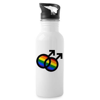 Gay Symbole Gay Gay Cadeau Drapeau Gay - Gourde avec paille intégrée - blanc - Droite