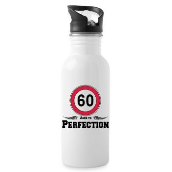 60e anniversaire, 60 ans vieilli à la perfection (25) - Gourde avec paille intégrée - blanc - Droite