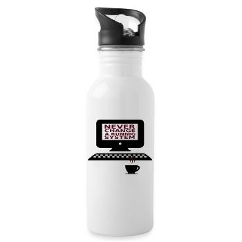 IT Never change a running system - Water bottle with straw - white - Right