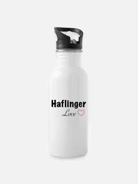 Haflinger Love - Water bottle with straw - white