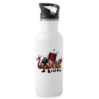 Wickie Und Die Starken Männer Team Sven - Trinkflasche mit integriertem Trinkhalm - Weiß - Rechts