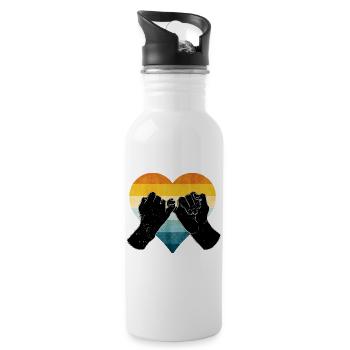 Freundschaft - Trinkflasche mit integriertem Trinkhalm - Weiß - Rechts