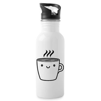 Kleine Kaffee Tasse - Trinkflasche mit integriertem Trinkhalm - Weiß - Rechts