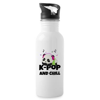 K-POP und chillen. Weiß # 2 - Trinkflasche mit integriertem Trinkhalm - Weiß - Rechts