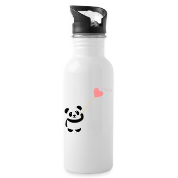 panda herz niedlich luftballon bär groß dick kusch - Trinkflasche mit integriertem Trinkhalm - Weiß - Rechts