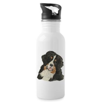 Bernese Mountain Dog - Water bottle with straw - white - Right