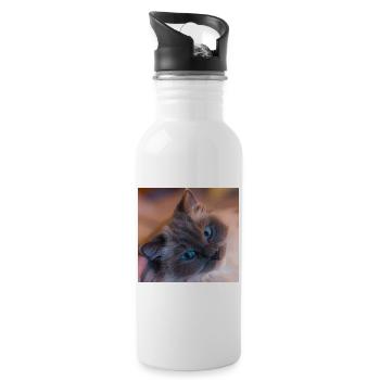 cat - Water bottle with straw - white - Right
