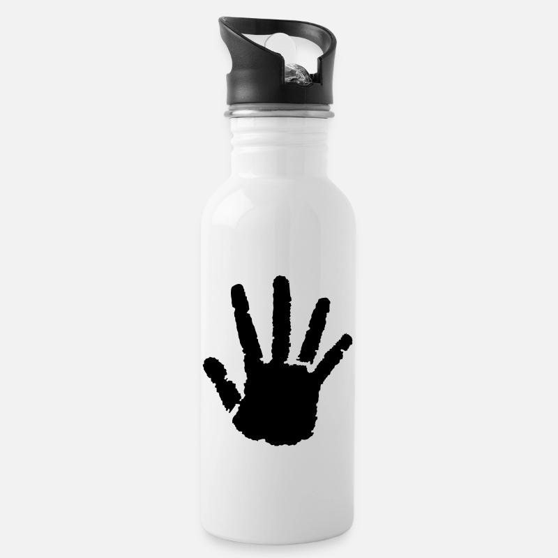 Schwarze Hand Onizuka Style - Trinkflasche mit integriertem Trinkhalm - Weiß