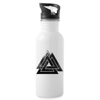 Valknut Wikinger Symbol - Trinkflasche mit integriertem Trinkhalm - Weiß - Rechts