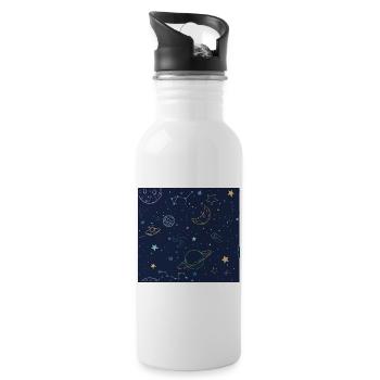 Kosmischer Dschungel mit Planeten und Sternen - Trinkflasche mit integriertem Trinkhalm - Weiß - Rechts