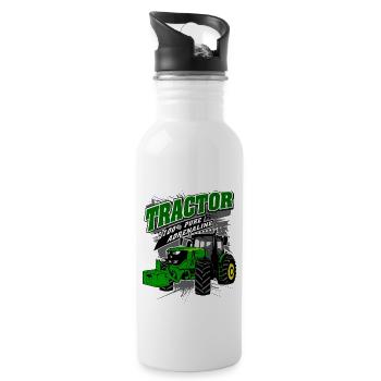 Traktor - Schlepper - Landwirt - Bauer - Trinkflasche mit integriertem Trinkhalm - Weiß - Rechts