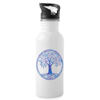 Lebens Baum - Trinkflasche mit integriertem Trinkhalm - Weiß - Rechts
