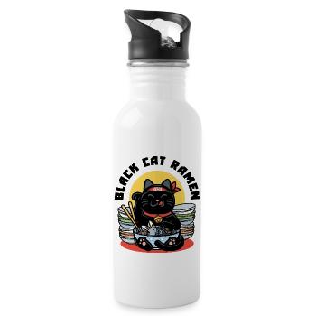 black cat ramen - Water bottle with straw - white - Right