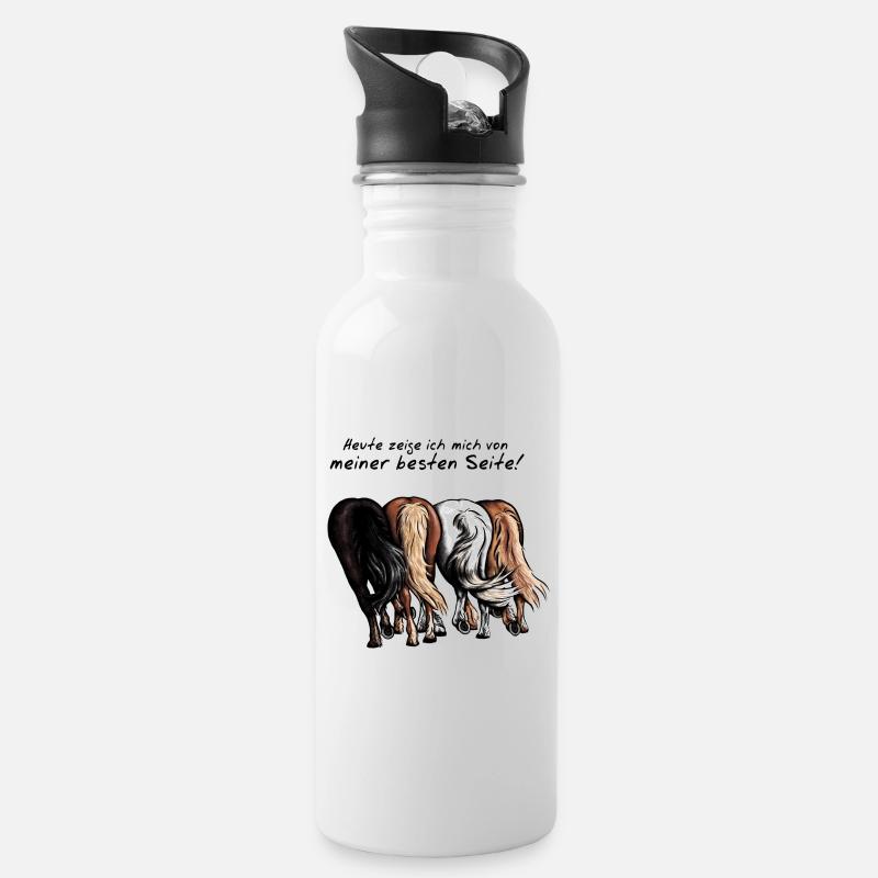 Beste Seite zeigen! - Trinkflasche mit integriertem Trinkhalm - Weiß