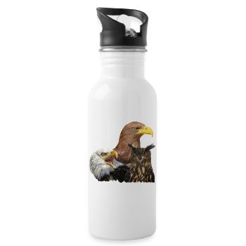 Eule und Pygmäen - Trinkflasche mit integriertem Trinkhalm - Weiß - Rechts