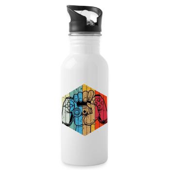 Spiel Controller Vintage Gamer gamer gamer - Trinkflasche mit integriertem Trinkhalm - Weiß - Rechts