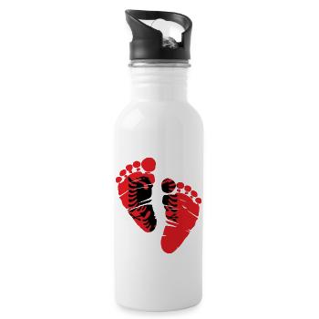Albania Kosovo Albanian Eagle Albanian Gift - Water bottle with straw - white - Right