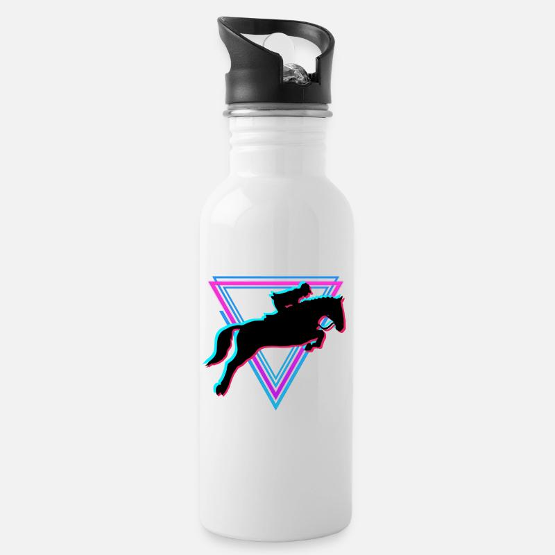 horse riding - Water bottle with straw - white