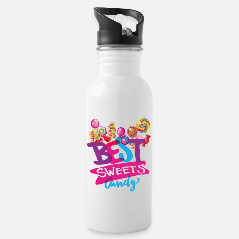 candy best candy - Water bottle with straw - white