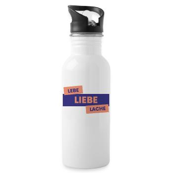 LEBE!LIEBE!LACHE! - Trinkflasche mit integriertem Trinkhalm - Weiß - Rechts